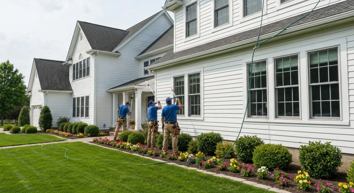Gutter cleaning service removing leaves and debris in Spokane, WA